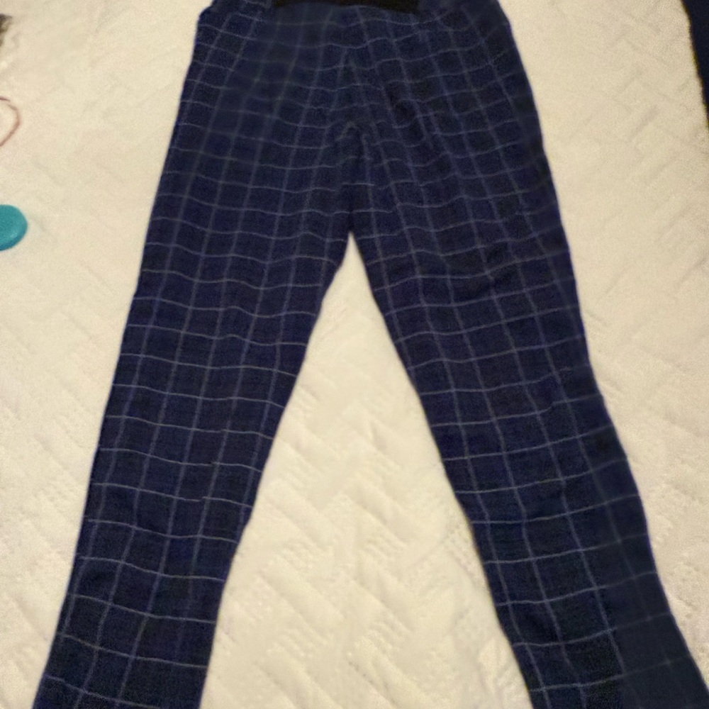 Betabrand Blue and White Straight Leg Pants